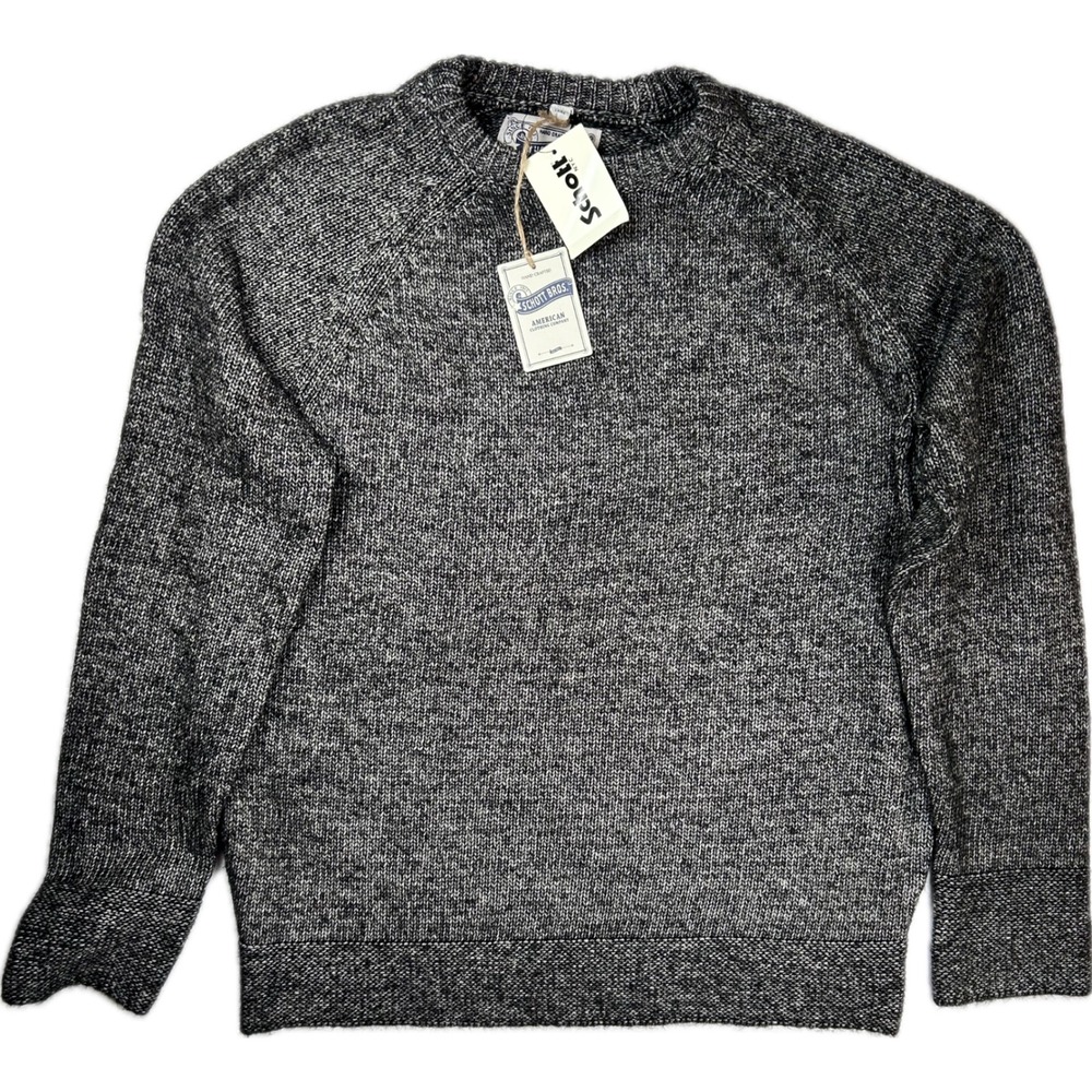 Schott Bros NYC Mens M Sweater NWT Gray Marled Knit Crewneck Cotton Blend